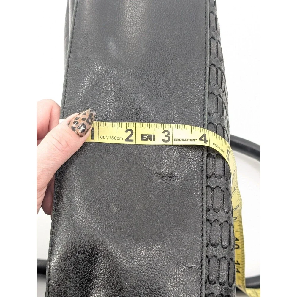 Elliot Lucca Black Woven Braided Leather Shoulder Bag Satchel Crossbody Handbag